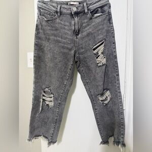 SO Good For Life Gray Distressed High Rise Straight Jeans Women 11 30W